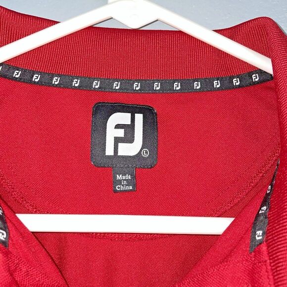 FJ Footjoy Polo Shirt Mens Large Golf‎ Short Sleeve Red Collared w/ Embroidery - Picture 5 of 10